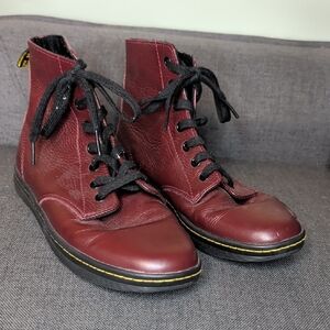 Dr. Martens Leyton Leather Boots. Oxblood Red